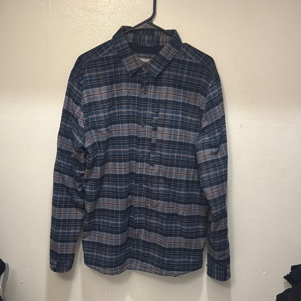 Free Country Blue and Gray Casual Button Down Cotton Plaid Shirt
